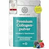 NATURE LOVE Premium Collagenpulver 500g – Wildberry Geschmack – Kollagen von Rindern aus Weidehaltung, hoch bioverfügbar ohne Zuckerzusatz, nur Süßungsmittel – laborgeprüft & in Deutschland produziert