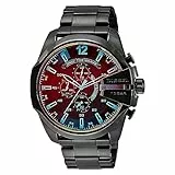 Diesel Herrenuhr Mega Chief, Chronographenwerk, 59 mm, schwarzes Edelstahlgehäuse mit Edelstahlarmband, DZ4318