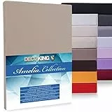 DecoKing Spannbettlaken Microfaser 180x200-200x220 Jersey Spannbetttuch Boxspringbett Polyester Amelia Cappuccino