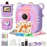 ARNSSIEN Sofortbildkamera Kinder,7 Druckpapier (4x Farbe: Orange/Rot/Grün/Blau + 3x SW), 2,4' Kinderkamera mit 1080P &180° Klappobjektiv & 32GB, Weihnachten Geburtstag Geschenk für Jungen & Mädchen,M2