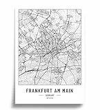 Poster Stadtplan A3 | Moderne minimalistische wandbild Stadtkarten | Schwarz Weiß deko haushalt |w anddeko Kunstdrucke für Wanddekoration weltkarte | Geschenk fur haus | Papier 250gr