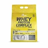 OLIMP SPORT NUTRITION- Whey Protein Complex 100%. Hochwertiges Protein Pulver aus einer Eiweißkombination von Molkeneiweißkonzentrat und Molkeneiweißisolat für den Muskelaufbau. Geschmack: Strawberry (2270 g)