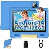 Whitedeer Tablet für Kinder - 10 Zoll Octa Core Tablet für Kinder mit 16 GB + 128 GB + 1 GB TF, Wi-FI 6/BT 5.3, Widevine L1, 5000 mAh, Kindersicherung, Vorinstalliert KIDOZ Blau