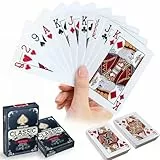 WUGAUWOR Wasserfeste Spielkarten, Rote Plastik Pokerkarten, 2 Decks Kunststoff Poker Karten, Plastikspielkarten, Professionelle Standard Spielkarten für Canasta, Texas, Go Fish, Blackjack Kartenspiele