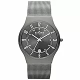 Skagen Herrenuhr Sundby Titanium, DreizeigerDatumswerk, 37mm Charcoal Titanium Gehäuse mit EdelstahlMeshArmband, 233XLTTM