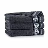 ZWOLTEX Handtuch Sets - Badetuch - Handtuch - Gästetuch | Design Velour Borte I 100% Ägyptischer Baumwolle I Sammlung Rondo 2 - Rondo 2 graphite-K64-5951 2X(70x140)