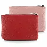 simarro 2 Stück Kleines Portemonnaie Damen, Leder Mini Geldbörse Klein Portemonnaie Coin Purse Münzgeldbörse Münzbeutel Schlüsseletui Woman Wallet Mini Geldbeutel für Damen (Pink Rot)