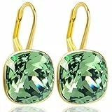 NOBEL SCHMUCK Ohrringe Gold Grün Erinite 925 Silber Kristalle Silberohrringe vergoldet