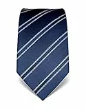 Vincenzo Boretti Herren Krawatte reine Seide gestreift edel Männer-Design zum Hemd mit Anzug für Business Hochzeit 8 cm schmal/breit dunkelblau