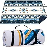 LARUTAN Picknickdecke Wasserdicht 200x200cm, Outdoor Stranddecke Sandfrei, Waschbar Strandmatte Picknickdecke Isoliert für Strand, Picnic und Camping (Sri Lanka Blau)