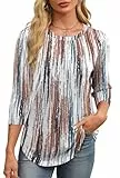XIEERDUO 3/4 Arm Bluse Damen Shirt T Shirt Top Tunika Pullover Langarmshirt Oberteile Sommer Herbst Winter Outfit tie-dye 2XL