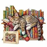 Jigfoxy Holzpuzzle Erwachsene, Getigerte Katze Holz Puzzle Erwachsen, Wooden Puzzles, Einzigartiges Lernspielzeug in Tierform für Freunde der Familie L-34 * 29cm-280pcs