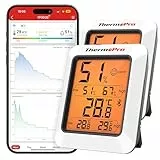 ThermoPro Thermometer Hygrometer 80m Bluetooth Raumthermometer Innen Temperatur und Luftfeuchtigkeitsmesser mit APP Datenexport für Innenraum, Büro, Weinkeller, Gewächshaus TP350 2 Stücke
