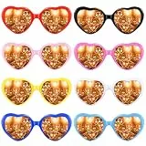 BYZESTY 8 Stück Herzbrille mit Herz-Effekt – 3D Herz Sonnenbrille Retro, Herzbrillen als lustige Partybrille für Fasching, Kostümfest, Festival & Musikparty