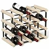 Urban Deco Weinregal Holz für 16 Flaschen, Stabiles Flaschenregal für Schrank, 41.4 x 22 x 32 cm, Weinregal Klein für Keller, Montage Erforderlich
