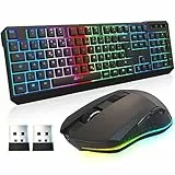 KLIM Blaze & Chroma - NEU - Tastatur Maus Set Kabellos QWERTZ- Flach, Ergonomisch - Maustastatur für PC, Eingebauter, langlebiger Akku