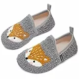 WateLves Hausschuhe Kinder Jungen Kleinkind Innen Außen kinder Kindergarten Pantoffeln Und Rrutschfester Sohle(Grau Fuchs 26/27)