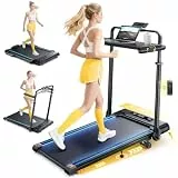 6-IN-1 Laufband für Zuhause mit Abnehmbarem Tisch,3.0HP Laufband Klappbar mit Steigung bis 12%,12KM/H Walking Pad Klappbar mit 15cm Teleskop-Riser&RGB-Lichter,Laufband für Zuhause 150KG