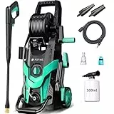 2025Verbessertes 145bar Hochdruckreiniger mit 2 düsen(0–120 Grad)&500ml Schaumtopf Zur 50 m²/h, 420 L/h Hochdruckreiniger für eine Reinigung bei alltäglichen Verschmutzungen,Electric Pressure