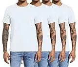 Boyzn 4er Pack T-Shirts für Herren Basic aus Baumwolle, Lässige leichte Sommer Kurzarm Casual Top, Herren T-Shirts mit Rundhalsausschnitt 4White-4P04-3XL