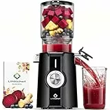 LINKChef Entsafter Slow Juicer, 115 mm Große Einfüllöffnung für Entsafter Gemüse und Obst Testsieger, Kaltentsafter 200W, BPA-frei, Einfach zu Reinigen und Montieren, Schwarz