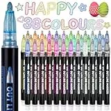 Lenski Geschenke für Mädchen, Glitzerstifte Magische Stifte Kinder Adventskalender Füllung Mädchen Geschenke 4-12 Jahre, 36 Outline Stifte Zauberstifte Metallic für Scrapbooking, Bastelset Kinder