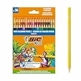 BIC Kids Buntstifte aus 100% verantwortungsvoll angebautem Holz, zum malen, in 36 Farben