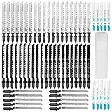 60 Stück Stichsägeblätter Set,Professional Stichsägeblatt,Kombiset mit Elektrosägeblättern Aus Hochkohlenstoffhaltigem Stahl, T-Schaft Stichsägeblätter für Holz, Kunststoff und Metall