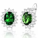 WOVEE Ohrringe Silber 925 Oval, Ohrstecker AAA Zirkonia Grün Elliptisch Glitzer Stein Stecker Silber 925 Damen Frauen Silberohrringe Damenohrringe Braut Hochzeit