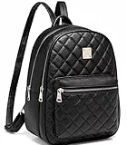 Myhozee Rucksack Damen Leder PU Daypack Klein Elegant Rucksack Tagesrucksack für Mädchen, Schwarz
