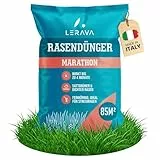 LERAVA Rasendünger Marathon (85 m²) - Sommerdünger Rasen mit Langzeitwirkung - NPK Langzeit Rasendünger für dichten vitalen Rasen - Kontrollierte Nährstoffabgabe bis zu 3 Monat