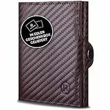RUTAKO Slim Wallet mit RFID-Schutz - Kartenetui Herren & Damen - Kreditkartenetui klein - Mini Geldbörse - Portmonee Portemonnaie klein - Geldbeutel Carbon-Braun