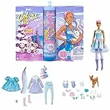 Barbie Color Reveal Adventskalender, 1 Color Revea Puppe & 3 Haustiere, Kleidung, Accessoires & 2 Haarverlängerungen, 25 Überraschungen, Weihnachtsgeschenke für Kinder, HJD60