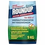 Roundup Rasen Unkrautfrei Rasendünger 9 kg 450 m² 2in1 100 Tage Granulat