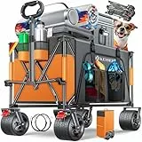 KESSER® Bollerwagen GTR9000 Handwagen 200Kg | 300L Stauraum Transportwagen faltbar extra breite 360° Räder & Feststell-Bremsen Wetterbeständig Strandwagen inkl Abdeckung Seitentasche & Getränkehalter