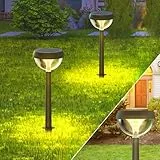 Linkind Castle Solar Wegeleuchten, 3000K Warmweiß Solarlampen für Außen Lichtsensor, Gartenstrahler mit 3 Lichtmodi, IP54 Wasserdicht, Auto Ein/Aus Solar Wegebeleuchtung für Hof/Eingang, 2 Stück
