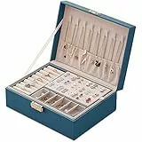 Mtianxy Schmuckkästchen Damen Schmuckaufbewahrung PU-Leder Schmuckbox Velvet Jewelry Box Schmuckschatulle mit Schlüssel für Frauen Ringe Ohrringe Armbänder - Schmuck Organizer (Grün)