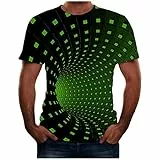 TIMELYE Herren 3D Druck T-Shirt, Unisex Mode Beiläufige Grafik Rundhals Kurzarm Shirt Wabe Persönlichkeit gedruckt Tops Kurzen Ärmeln Oberteil Weich Top Bluse Streetwear, 2-green, L