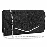 Minicloss Damen Abendtasche Schwarz Clutch Damen Brauttasche Kettentasche Elegant Damen Satin Clutch Funkelnde Kettenabendtasche Elegante Umschlagtasche für Ball Hochzeit Party und Hochzeit