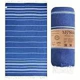 MyStilo® XXL Saunahandtuch Hamamtuch - Großes, Weiches Badetuch 100x200cm, Schnelltrocknend - Premium Strandtuch, Beach Towel, Handtuch für Männer, Frauen, Yoga und Fitness (Saks Blau)