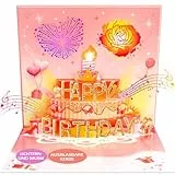 FITMITE 3D Geburtstagskarte mit musik, pop-up Geburtstagskarten mit Licht und ausblasbarer Kerze, Lustige Geburtstagskarten für Kumpels, Eltern, Freunde