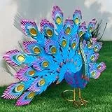 FGXY Gartendeko Für Draußen, Metall Garten-Figur Pfau Bunt, Garten Skulpturen Modern, Mehrfarbig Pfau Deko, Herzliche Wünsche Und Tiefe Zuneigung Zum Ausdruck Bringt
