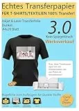 TransOurDream A4X20 Blatt+2 Silikonpapier, Echte Inkjet/Laser Transferfolie,Bügelfolie für Dunkle Textilien,T-Shirt Papier für dunkle T-Shirts, Textilienfolien,Transferpapier,T Shirt Folie