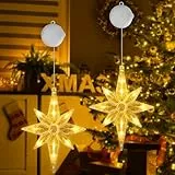 OUILA Weihnachtsbeleuchtung Fenster, LED Bethlehem Stern mit Saugnäpfe & Timer Weihnachtsdeko Lichter Lichterkett Fenster Innen Batteriebetrieben Fensterlichter Weihnachten Sterne Weihnacht(Warmweiß)