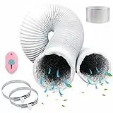 HTTYHT Abluftschlauch 125mm Weiß PVC Alu Flexrohr Aluflexschlauch klimagerät Lüftungsschlauch mit Schlauchschelle für Klimaanlage Wäschetrockner Abluftventilator Abzugshaube Rohrventilator, 2m