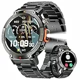 paazomu Multifunktions-Smartwatch mit Taschenlampe 1,45 Zoll Fitness-Tracker mit Gesundheitsmonitor, kompatibel mit Android iOS für Outdoor-Aktivitäten und den täglichen Gebrauch