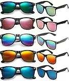 FSMILING 10er Pack Sonnenbrille Verspiegelt Set Sonnenbrille Herren Pack 80er Neon Bunte Sonnenbrillen Party Brillen Sets Für Damen & Herren