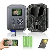 Lutranstra Wildkamera mit Bewegungsmelder Nachtsicht Bluetooth - WLAN mit Handyübertragung App Wiederaufladbare 7800mAh Batterie (T31)