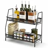 KDIUD Gewürzregal Stehend - Gewürzregal Organizer - Küchen Gewürz Organizer Regal Arbeitsplatte - Schwarz Gewürzständer, Kaffeeregal - Gewürzhalter- Geeignet für Küche, Coffee Station, Badezimmer