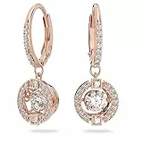 Swarovski Una Ohrringe, Rund, Weiss, Roségold-Legierungsschicht